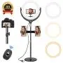 12 Selfie Ring Light with 15.8Stand - Ring Light 3 Modes 10 Brightness, Remote Selfie Light with 3 Phone Holder for YouTube, Tiktok, Live Stream, Makeup, Vlogging -Touch Switch