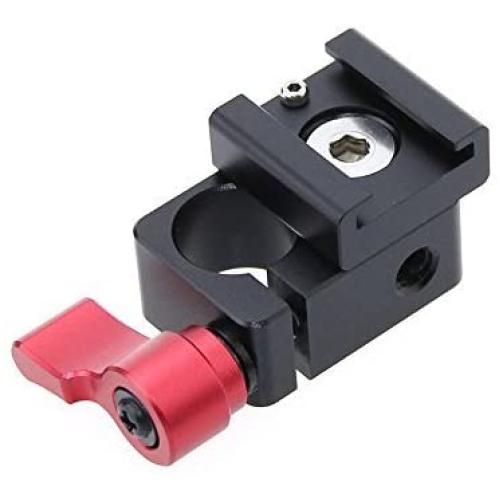 CAMVATE 15mm Single Rod Clamp Articulating Cold Shoe Adapter for DSLR Rig Monitor Video Light