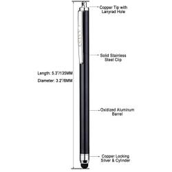 CCIVV 3 Pcs Stylus Pens for Touch Screens [0.24-inch Tip Series] + 12 Extra Replaceable Rubber Tips (Black/Silver/Dark Blue)