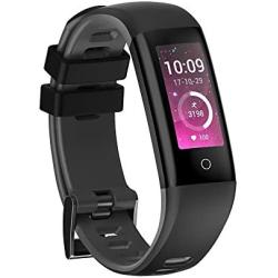 Geber Fitness Tracker HD Screen Activity Record Pedometer Calorie Counter Heart Rate Blood Pressure Sleep Monitor Color Band Smart Bracelet Android iOS Bluetooth Watch for Women Men (Black)