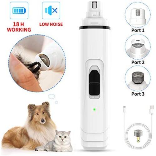 Dog Nail Grinder by Ieebee- Upgraded Adjustable 2-Speed Low Noise Rechargeable Eelectric Pet Nail Trimmer,Professional Painless Paws Grooming and Smoothing for Small Medium Large Dogs and Cats