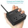 TESSAN Portable 2 Outlet Travel Mini Power Strip with 3 USB Ports Desktop Charging Station 5 Ft Extension Cord Multi Outlets Extender Plug for Cruise ship-BLACK