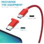 USB Type C Cable OULUOQI USB C Cable 3 Pack(6ft) Nylon Braided Fast Charging Cord(USB 2.0) Compatible with Samsung Galaxy S10 S9 Note 9 8 S8 Plus,LG V30 V20 G6 G5,Google Pixel(Black Red)