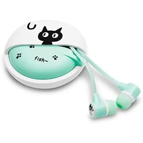 QearFun Stereo 3.5mm in Ear Cat Earphones Earbuds with Microphone with Earphone Storage Case for Smartphone MP3 iPod PC Music (Green) QearFun Stereo 3.5mm in Ear Cat Earphones Earbuds with Microphone with Earphone Storage Case for Smartphone MP3 iPod PC Music (Green)