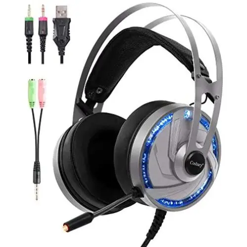Gaming Headset Microphone Cosbary HK101 for Ps4 Xbox One PC Switch Mac Stereo Gaming ps4 Headphone Surround Sound Fully Over Ear Wrapped Noise-Cancel with Microphone Controller RGB led Light Gaming Headset Microphone Cosbary HK101 for Ps4 Xbox One PC Switch Mac Stereo Gaming ps4 Headphone Surround Sound Fully Over Ear Wrapped Noise-Cancel with Microphone Controller RGB led Light