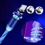 YICHUMY LED Flowing USB Charger Cable Magnetic 3 in 1 USB Charging Cable Light UP Micro USB/USB Type C Cable Multi Charging Cord Compatible Universal USB Charging Cable with Most Cell Phones (Blue)