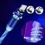 YICHUMY LED Flowing USB Charger Cable Magnetic 3 in 1 USB Charging Cable Light UP Micro USB/USB Type C Cable Multi Charging Cord Compatible Universal USB Charging Cable with Most Cell Phones (Blue)