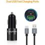 Rapid USB C Car Charger Adapter, Compatible for Samsung Galaxy S20 Plus/S20/S20 Ultra/S10+/S10/S10e/S9+/S9/S8, Note 10/Note 9/Note 8, 18w Dual-Port Quick Charge 3.0, Fast Charging Type C Cable 3.3FT