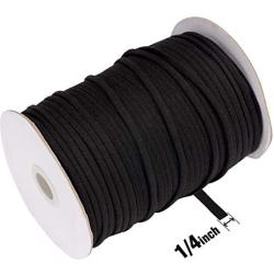 145 Yard 1/4 Inch Wide Black Elastic String Cord Bands Rope for Sewing Crafts DIY Mask (1/4 Inch 145 Yards)