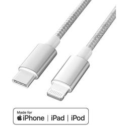 Apple MFi Certified USB C to Lightning Cable Made for iPhone X/XS/XR/XS Max / 8/8 Plus, Supports Power Delivery (for Use with Type C Chargers) 4FT (Silver)