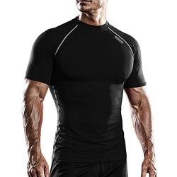 DRSKIN Mens Compression Cool Dry Sports Short Sleeve Shirt Baselayer T-Shirt Athletic Running Rashguard