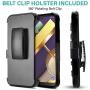 CasemartUSA Phone Case for [LG Premier Pro Plus (L455DL)], [Refined Series][Black] Cover with Kickstand & Holster for LG Premier Pro Plus (Tracfone, Simple Mobile, Straight Talk, Total Wireless)
