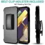 CasemartUSA Phone Case for [LG Premier Pro Plus (L455DL)], [Refined Series][Black] Cover with Kickstand & Holster for LG Premier Pro Plus (Tracfone, Simple Mobile, Straight Talk, Total Wireless)