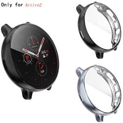 Fvlerz for Samsung Galaxy Watch Active 2 Screen Protector 40mm,All-Around TPU Anti-Scratch Case Soft Protective Bumper Cover for Samsung Galaxy Watch Active 2 Smartwatch (Black+Gray, 40mm)