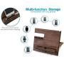 TESLYAR Wood Phone Docking Station Ash Hooks Key Holder Wallet Stand Watch Organizer Men Gift Husband Wife Anniversary Dad Birthday Nightstand Purse Tablet Father Graduation Male
