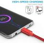 USB Type C Cable OULUOQI USB C Cable 3 Pack(6ft) Nylon Braided Fast Charging Cord(USB 2.0) Compatible with Samsung Galaxy S10 S9 Note 9 8 S8 Plus,LG V30 V20 G6 G5,Google Pixel(Black Red)