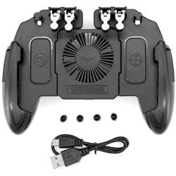 MoYouno 4 Trigger Mobile Game Controller Gamepad Joystick with Cooling Fan, Compatible with iOS Android, Fit for 4.7-6.5 inch Phone