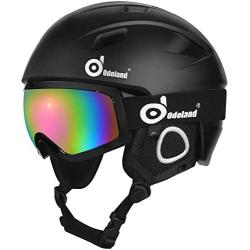 Odoland Snow Ski Helmet and Goggles Set for Kids and Adult, Sports Helmet and Protective Glasses - Shockproof/Windproof Protective Gear for Skiing, Snowboarding, Motorcycle Cycling, Snowmobile