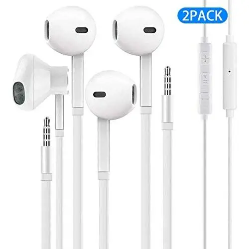 Axirtni 3.5mm in-Ear Wired Earbuds/Earphones/Headphones with Remote & Micphone Compatible with iPhone Apple 6s plus/6/5s/5c/Pad/S10 Android All 3.5 mm Audio Devices (2 Pack) - White Axirtni 3.5mm in-Ear Wired Earbuds/Earphones/Headphones with Remote & Micphone Compatible with iPhone Apple 6s plus/6/5s/5c/Pad/S10 Android All 3.5 mm Audio Devices (2 Pack) - White