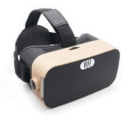 VIFE, Virtual Reality Headset,3D VR Glasses for Mobile Games and Video & Movie,Compatible 3.5-6 inch iPhone/Android Phone,Including iPhone,Samsung, LG,etc (Gold - No Remote)