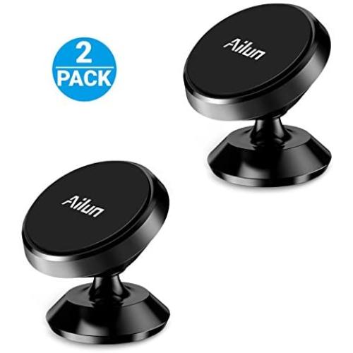 Ailun Car Phone Mount Holder 2Pack Magnet Dashboard Mount 360°Rotation Magnetic Holder for iPhone 11/11 Pro/11 Pro Max/X/Xs/XR/Xs Max Galaxy s20, s20+ S20Ultra S10 Plus Stick on Any Flat Surface Black