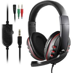 JAMSWALL Stereo Gaming Headset for Xbox one PS4-3.5mm Wired Over-Head Stereo Gaming Headset Headphone with Mic Microphone, Volume Control for PS4 PC Tablet Laptop Smartphone Xbox One (Black with red)