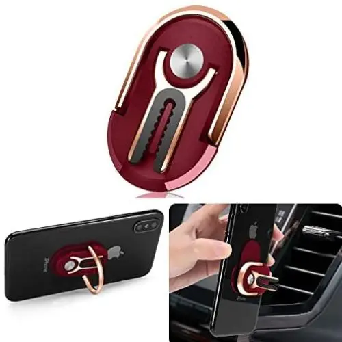 Phone Ring Holder Finger Kickstand, Multipurpose Phone Bracket, Universal Air Vent Car Phone Mount 3 in 1 Mobile Phone Stand 360 Degree Rotation(Red) Phone Ring Holder Finger Kickstand, Multipurpose Phone Bracket, Universal Air Vent Car Phone Mount 3 in 1 Mobile Phone Stand 360 Degree Rotation(Red)