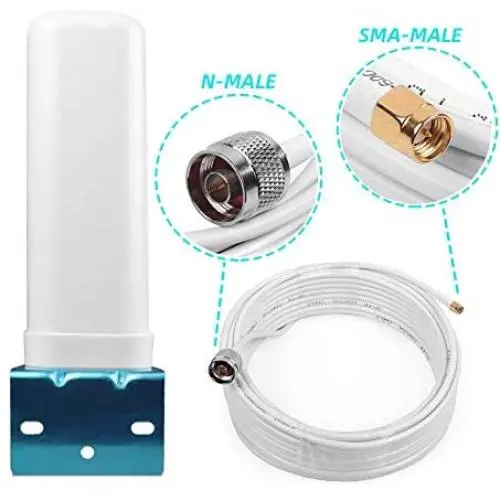 PROUTONE Universal Wide-Band GSM 3G 4G LTE Omni-Directional Outdoor Antenna Pole Mount with 49.2ft(15m) RG58 SMA Male to N Male 3D-FB Coax Cable for Cell Signal Boosters PROUTONE Universal Wide-Band GSM 3G 4G LTE Omni-Directional Outdoor Antenna Pole Mount with 49.2ft(15m) RG58 SMA Male to N Male 3D-FB Coax Cable for Cell Signal Boosters