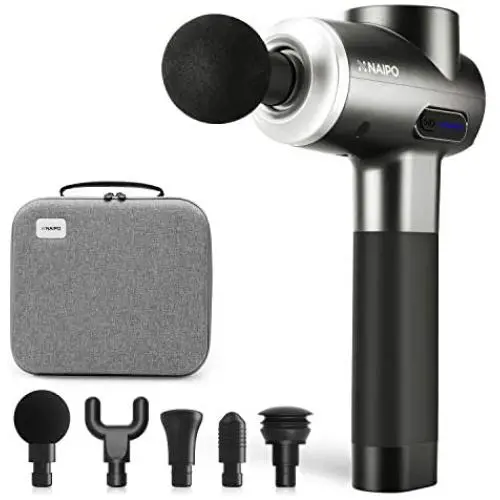 Naipo Massage Gun Deep Tissue Percussion Muscle Massager Handheld Electric Massager for Pain Relief Athlete Deep Muscle Relaxation Quiet Brushless Motor Cordless 2lbs Portable with Carrying Case Naipo Massage Gun Deep Tissue Percussion Muscle Massager Handheld Electric Massager for Pain Relief Athlete Deep Muscle Relaxation Quiet Brushless Motor Cordless 2lbs Portable with Carrying Case