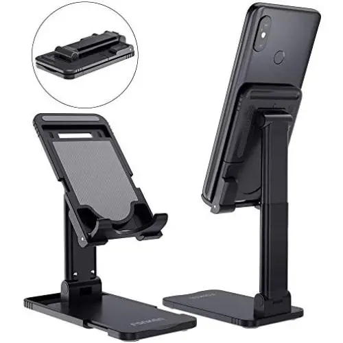 Cell Phone Stand, FONKEN Height Angle Adjustable Phone/Tablet Stand Holder for Desk Fully Foldable Desktop Phone Holders Cradle Dock Compatible with iPhone, iPad, Tablets All Smartphones (4&quot-13&quot)