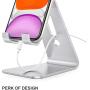 OMOTON Desktop Cell Phone Stand [Updated Solid Version], Advanced 4mm Thickness Aluminum Stand Holder for Switch, Mobile Phone, iPhone 11 Pro Xs Max Xr, Silver