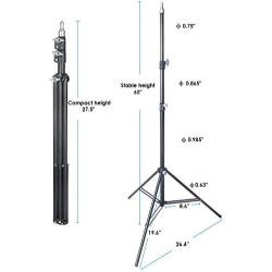 Universal 7 Foot Tripod Aluminum Compact Photography Light Stand with 1/4", 3/8" & 5/8" Thread Used with Reflectors, Soft Boxes, Lights, Umbrellas, Backgrounds, DSLR Stabilizer - Mounts & Mic Mount