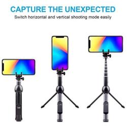 Selfie Stick Tripod Bluetooth, LATZZ 45 Inch Phone Tripod, Extendable iPhone Stand Tripod with Wireless Remote Shutter Compatible iPhone 11Pro/Xs MAX/XR/X/8/8P/7/7P/6/6P/Galaxy Note 8/S10/S9+/S9, More