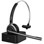 Mpow M5 Pro Bluetooth Headset with Microphone, Wireless Headphones for Cell Phone, Noise Canceling Headset with Charging Base for PC, Laptop, Truck Driver, Office, Call Center, Skype