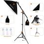 MOUNTDOG Photography Studio Softbox Lighting Kit Continuous Lighting System Photo with 3pcs E27 95W Bulbs Arm Holder Photo Video Soft Box Lighting Set for YouTube Filming Portrait Shooting