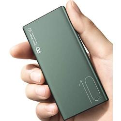 TOZO WB1 Portable Charger 10000mAh Super slim and light Fast Power bank 18W PD+Quick Charge 3.0 High-Speed Charging External Battery Pack with USB C Input/Output for iPhone,iPad,Samsung and more Green