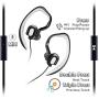 MUCRO Running Headphones Wired, Sports Running Earphones Over Ear with Earhook Wrap Around, Sweatproof Stereo Gym Workout Earbuds with Mic for iPod Samsung Mobile Phones (Black)