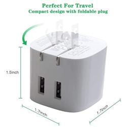 Dual USB Wall Charger Plug Adapter, BULL USB Charger Cube Plug Block,USB Charging Block Auto Shut Off Foldable Charger for Multiple Devices