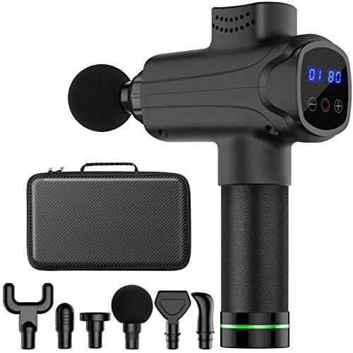 Massage Gun Deep Tissue Percussion Electric Muscle Massager, Portable Handheld Ultra-Quiet Brushless Motor, Relieves Muscle Tension (Black)
