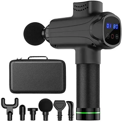Massage Gun Deep Tissue Percussion Electric Muscle Massager, Portable Handheld Ultra-Quiet Brushless Motor, Relieves Muscle Tension (Black)