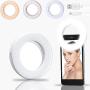 Mini Selfie Light Hiya-Naya Ring Lights Hollow Selfie Light-Rechargeable Increased Battery Capacity Portable Clip-on Selfie Fill Light 4-Level Brightness for Phone, IPad, PC
