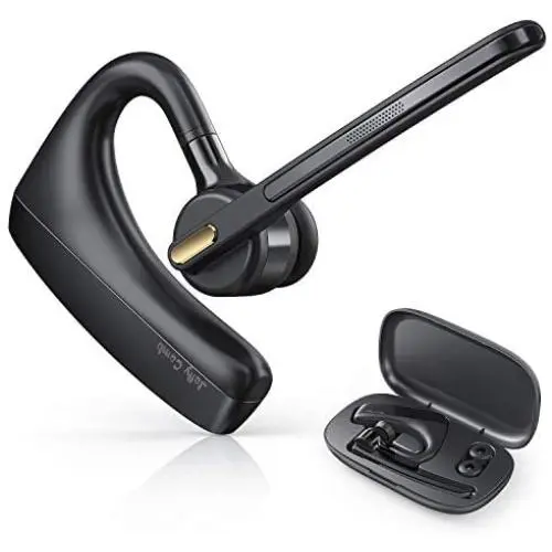 Bluetooth Headset, Jelly Comb Noise Canceling Wireless Earpiece with CVC8.0 Dual Mic, Hands-Free Earphone for Driving/Business/Office, Compatible iPhone Android Cell Phones Laptop