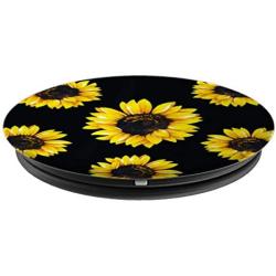 Vintage Flower Floral Yellow Sunflowers Black PopSockets Grip and Stand for Phones and Tablets