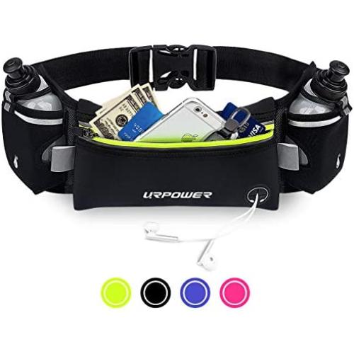 URPOWER Upgraded Running Belt with Water Bottle, Running Fanny Pack with Adjustable Straps, Large Pocket Waist Bag Phone Holder for Running Fits 6.5 inches Smartphones, Running Pouch