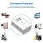 VASTFAFA 6 AC Outlets Surge Protector,Multi Outlet Wall Adapter,USB Power Strip Extension - Mountable Grounded Surge Protector, Portable Outlet Extender for TV Computer Laptops Smartphone White
