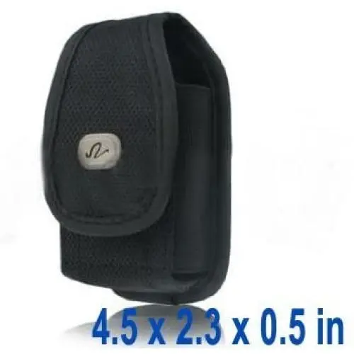 Universal Heavy Duty Rugged Nylon Canvas Protective Carrying Cell Phone Case Pouch (with Metal Belt Clip) for Medium Sized Flip Phones - Black Universal Heavy Duty Rugged Nylon Canvas Protective Carrying Cell Phone Case Pouch (with Metal Belt Clip) for Medium Sized Flip Phones - Black