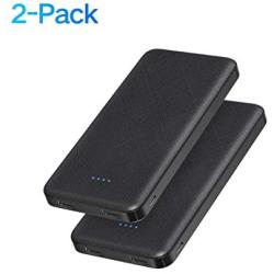 Portable Charger, 【2-Pack】 Ultra-Slim 10000mAh Dual USB Power Bank External Battery Backup Pack, Compatible with iPhone 11/Xs/XR/X/8/7/6S/6 and More Android Smartphones