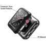 [2-Pack] Julk Black Hard Case for Apple Watch Series 3 / Series 2 Screen Protector 42mm, Hard PC Case Slim Tempered Glass Screen Protector Overall Protective Cover for iwatch Series 3/2