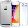 SUPBEC iPhone 7/8 Case with Card Holder and [ Screen Protector Tempered Glass x2Pack] Protective Ultra-Thin Cover with Silicone TPU Shockproof Rubber Wallet Case for iPhone7 / iPhone8 -Silver