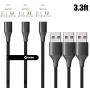 NetDot Magnetic Charging Cable,Gen10 3 in 1 Nylon Braided Fast Charging Magnetic Cable with LED Compatible Micro USB & USB-C Smartphones and i-Product (3.3ft/3 Pack Black)